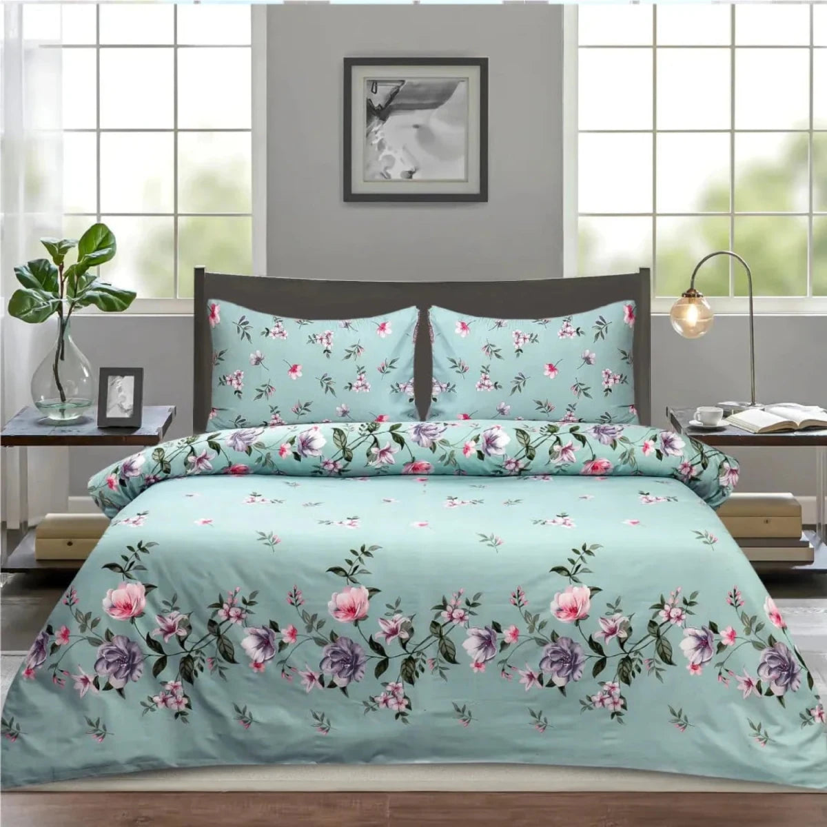Mint Bloom - Bed Sheet Set Single - Lotus