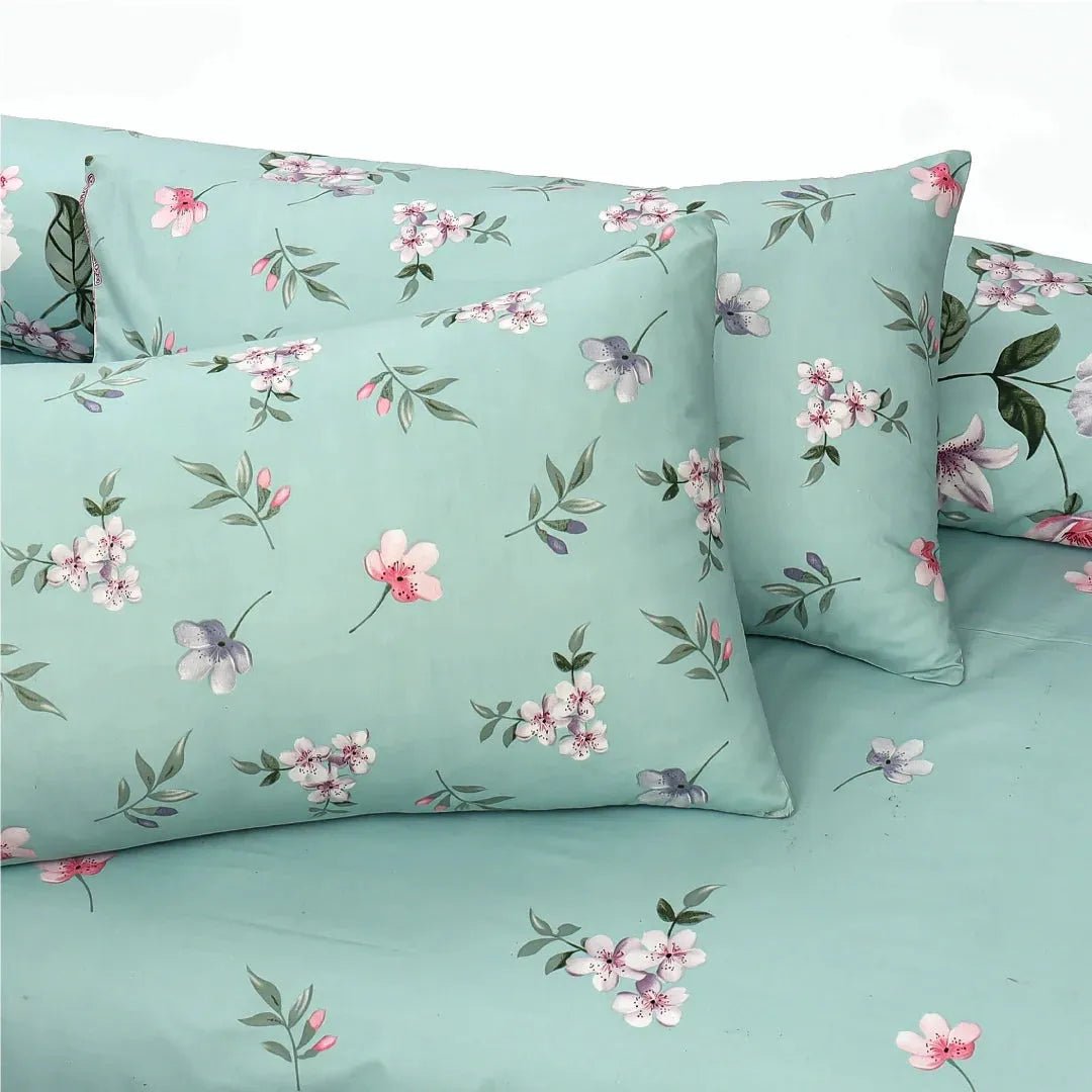 Mint Bloom - Bed Sheet Set Single - Lotus