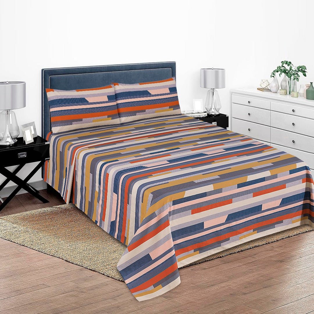 Multi Color Stripe Bed Sheet Set King - Lotus