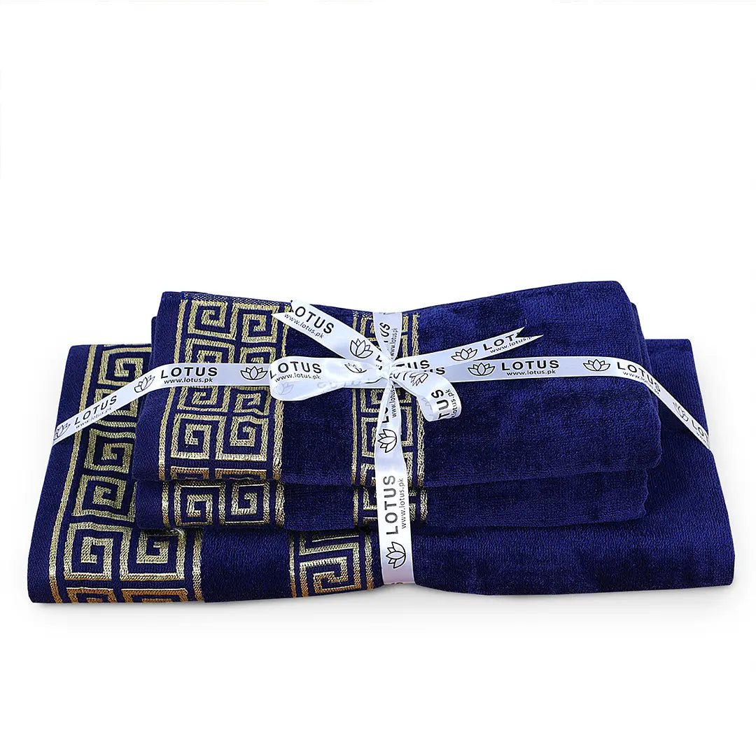 Navy Versatile Jacquard Bath Towel - Lotus