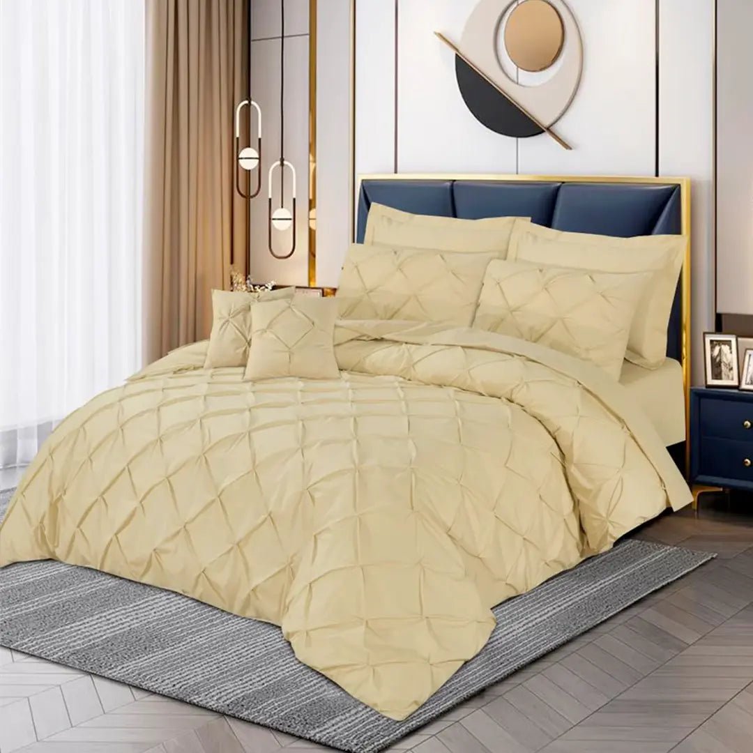 Pin Tuck Duvet Set 8 Pcs Beige - 40179 RFS - Lotus