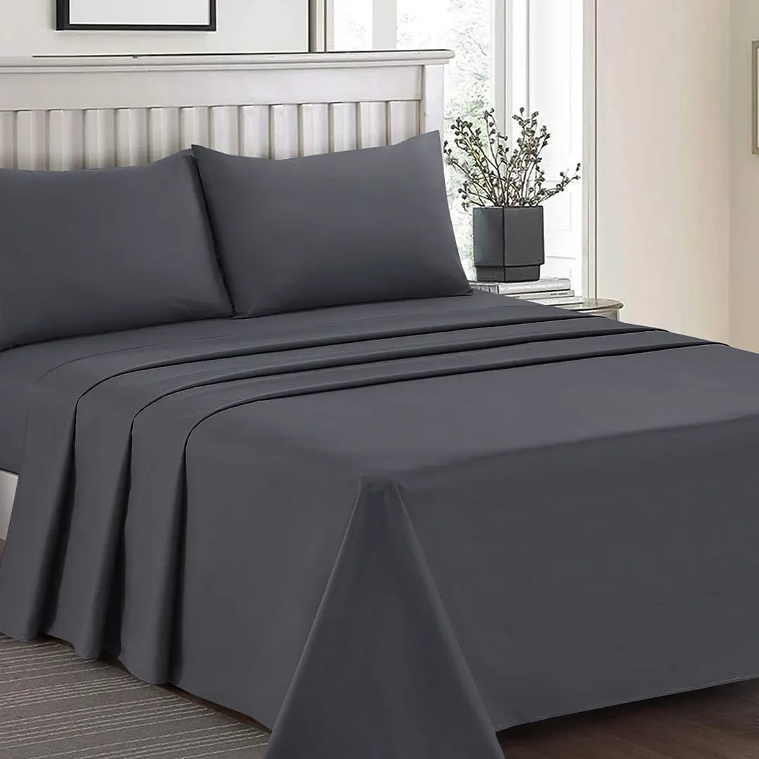 Plain Dyed Bed Sheet Set Gray King - 30289 RFS - Lotus