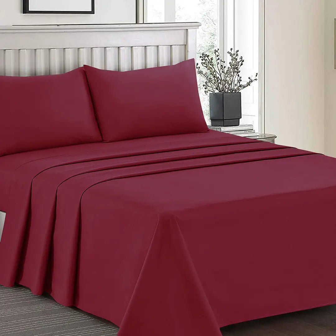 Plain Dyed Bed Sheet Set Maroon Single - 30295 RFS - Lotus