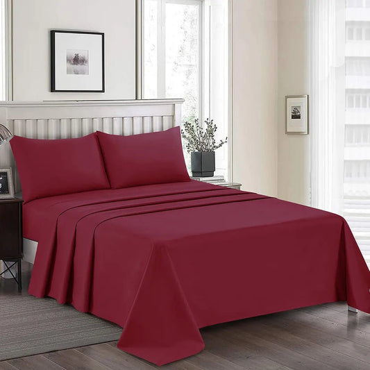 Plain Dyed Bed Sheet Set Maroon Single - 30295 RFS - Lotus