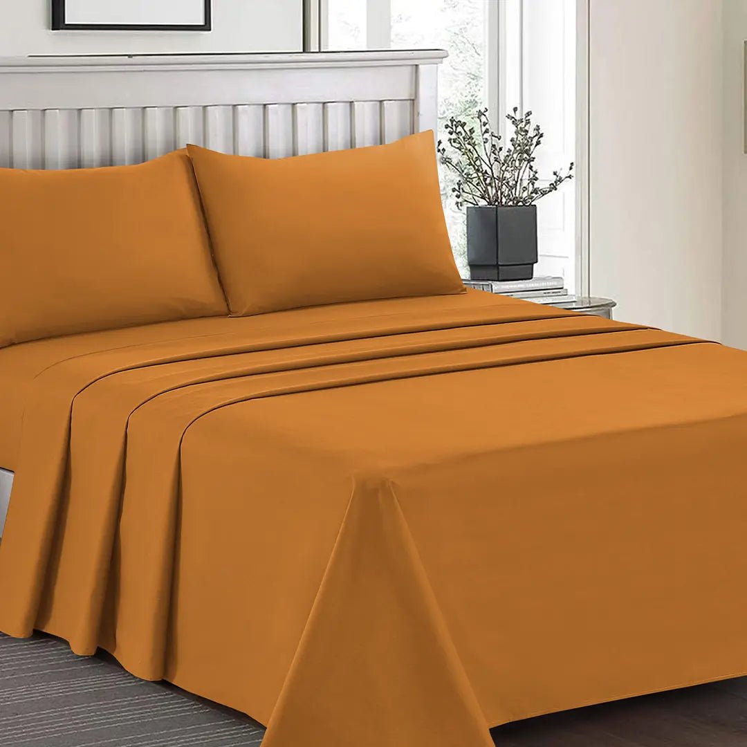 Plain Dyed Bed Sheet Set Mustard Single - 30290 RFS - Lotus