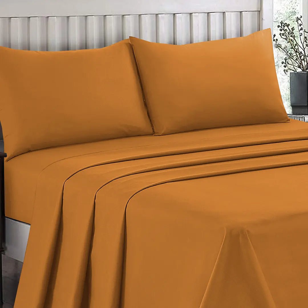 Plain Dyed Bed Sheet Set Mustard Single - 30290 RFS - Lotus