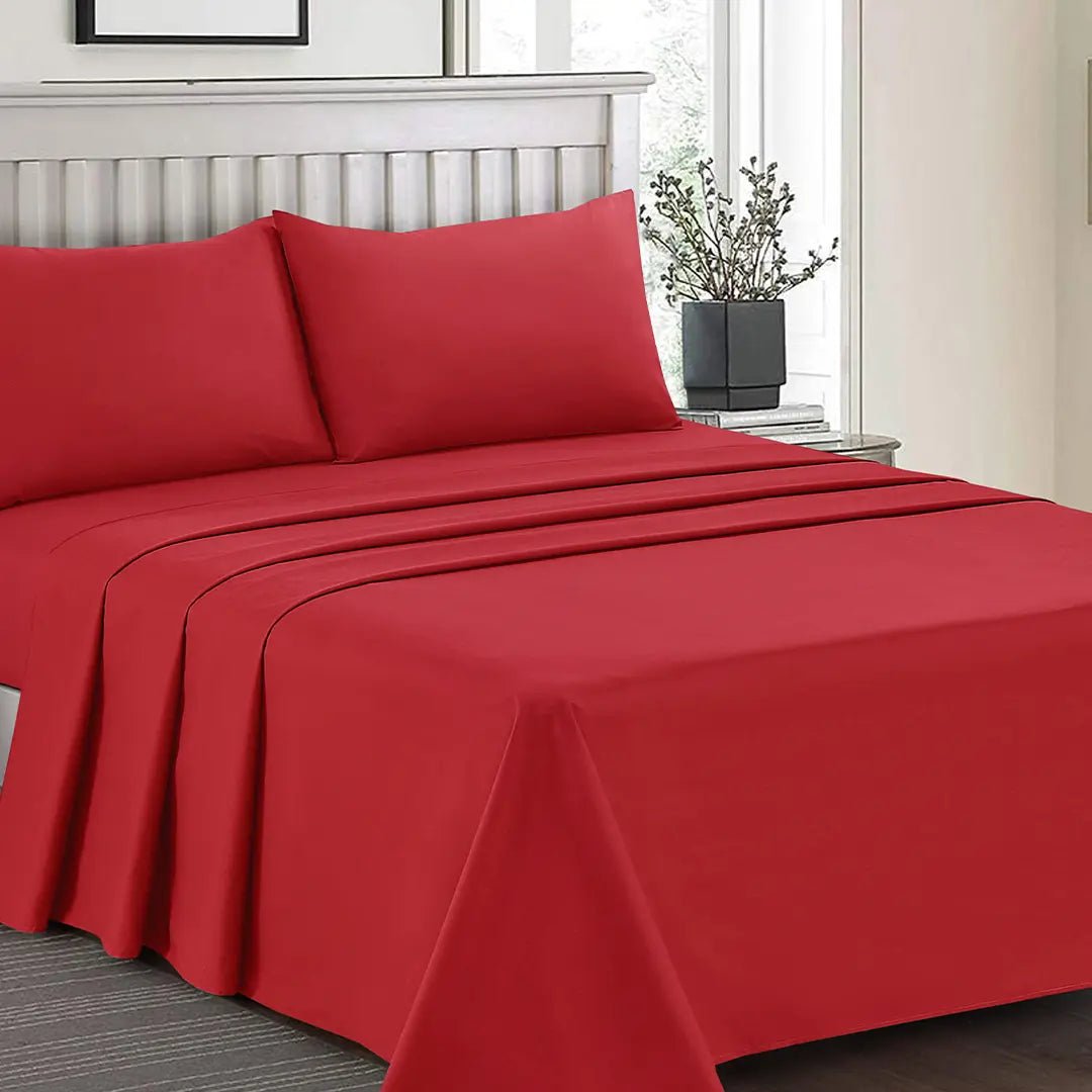 Plain Dyed Bed Sheet Set Red King - 30287 Limited Stock - Lotus