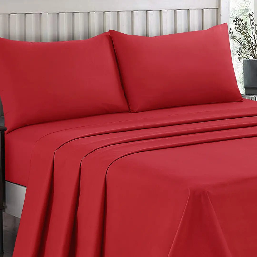 Plain Dyed Bed Sheet Set Red King - 30287 Limited Stock - Lotus