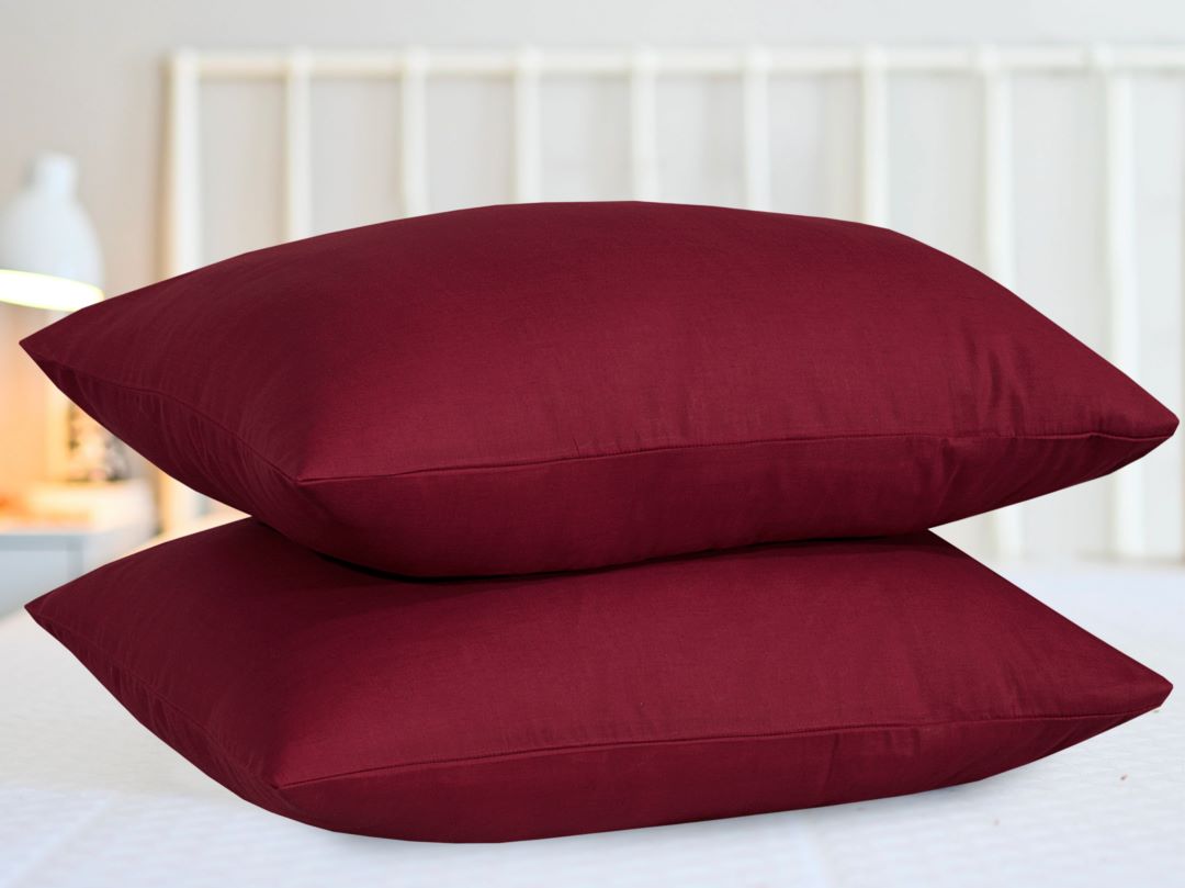 Easy Care Pillow Cover – Maroon, 2 Pc