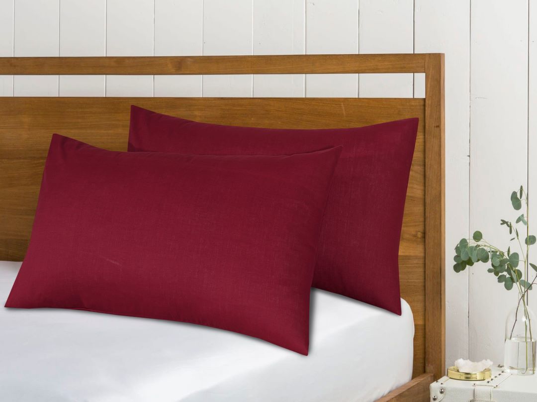 Easy Care Pillow Cover – Maroon, 2 Pc