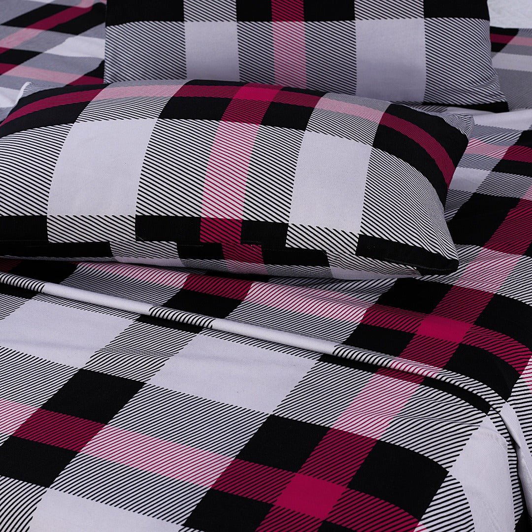 Red & Black Check - Bed Sheet Set Queen - RFS - Lotus