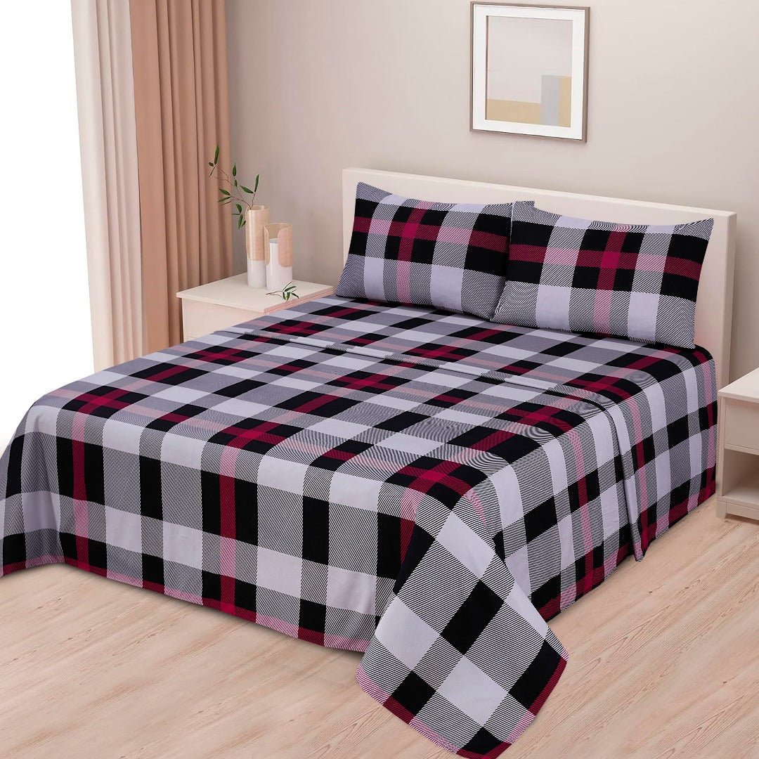Red & Black Check - Bed Sheet Set Queen - RFS - Lotus