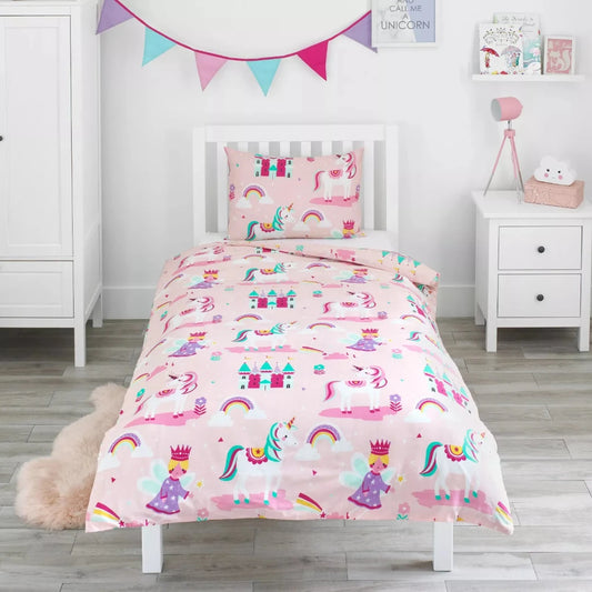 2 Pcs Single Size Cartoon Bedsheet - Fairy Princess