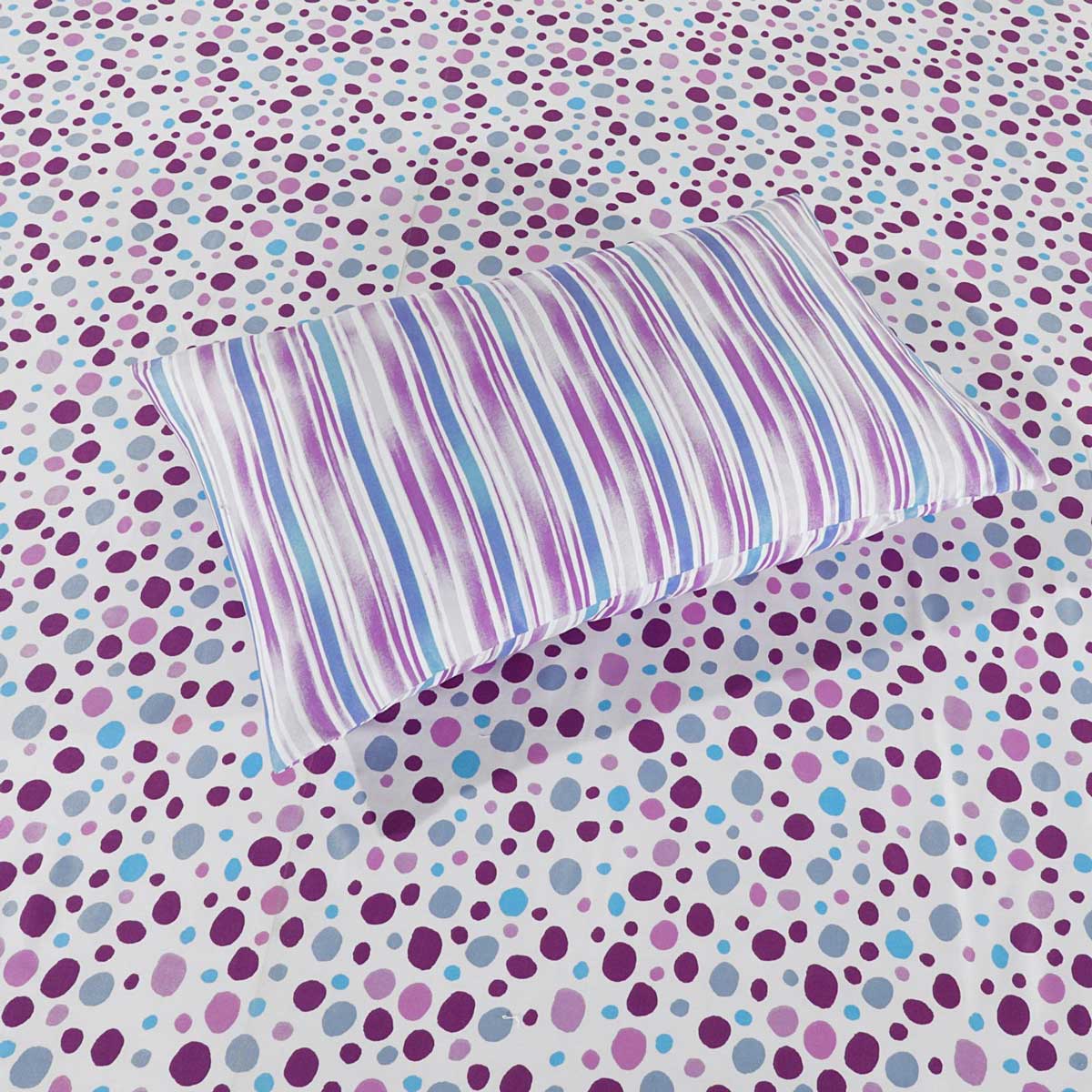 2 Pcs Single Size Ultra Soft Bedsheet - Purple dots
