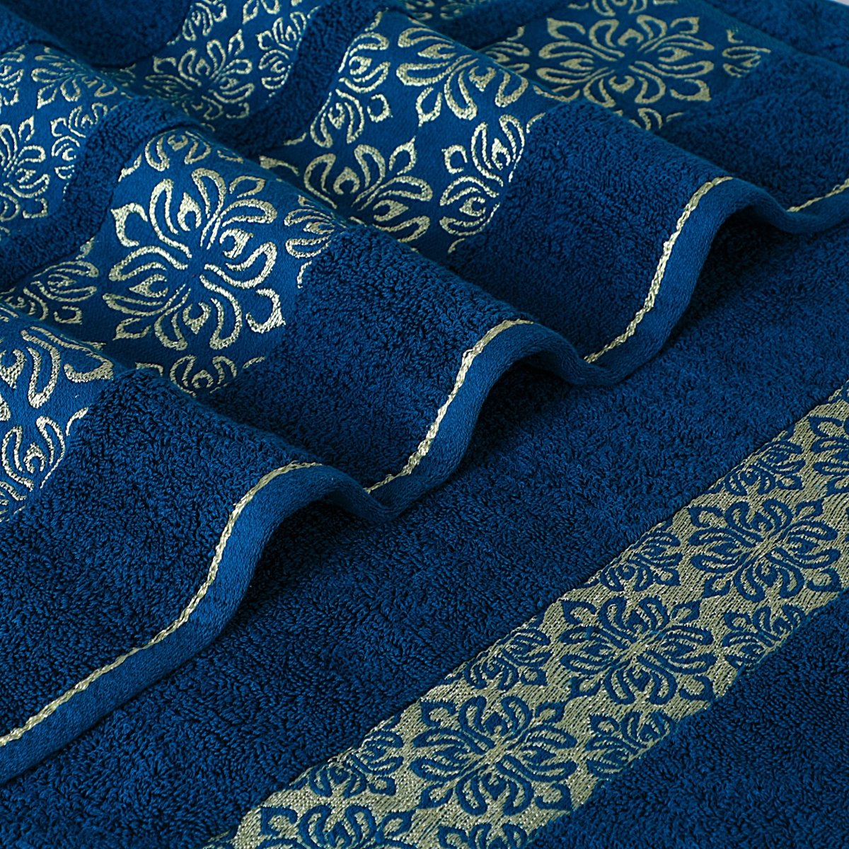 Teal Flower - 2 - Pcs Jacquard Towel Set - Lotus