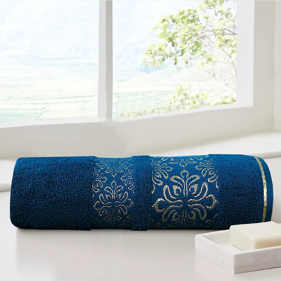Teal Flower Bath Towel - Lotus