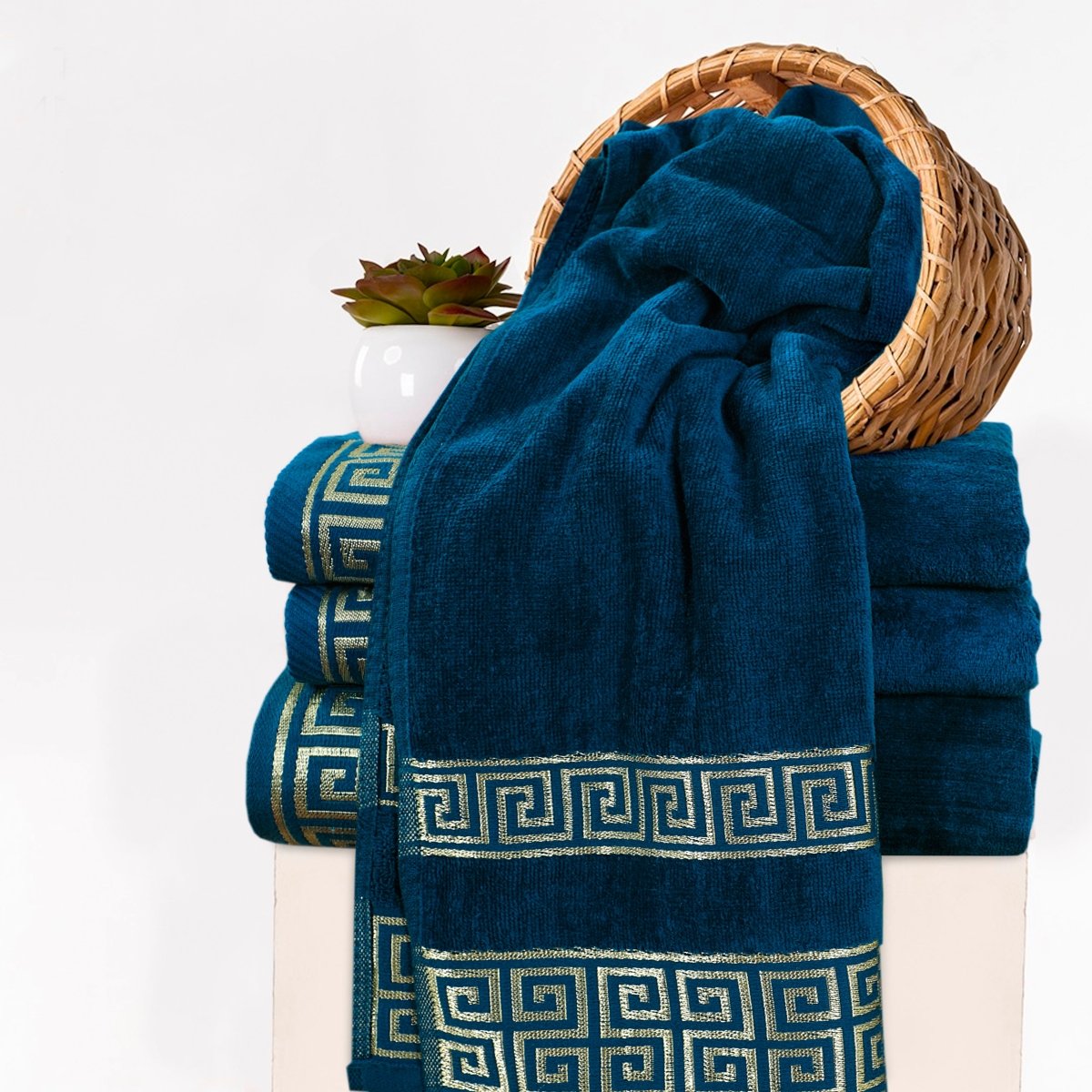 Teal Versatile - 3 - Pcs Jacquard Towel Set - Lotus