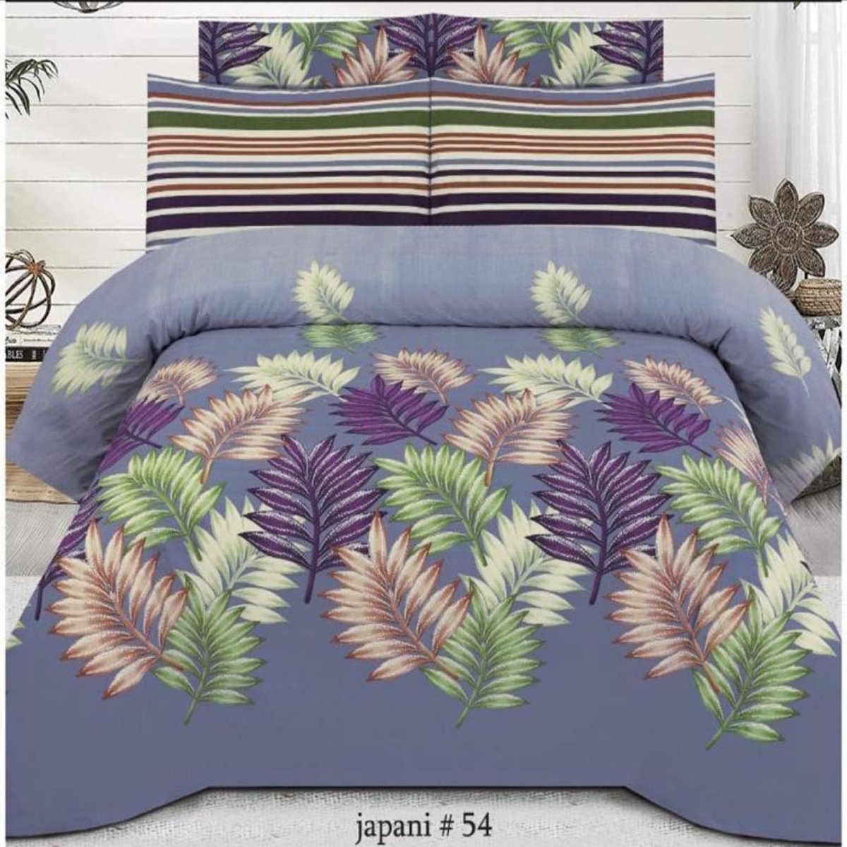 Tropical Leaf Print - Bed Sheet Set Single - Lotus