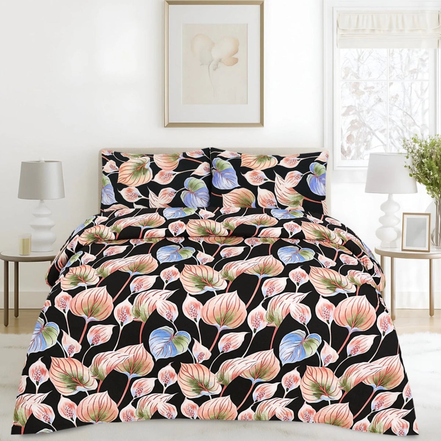 Ultra Soft Bed Sheet Set – Florets, King Size, 3 Pc - Lotus