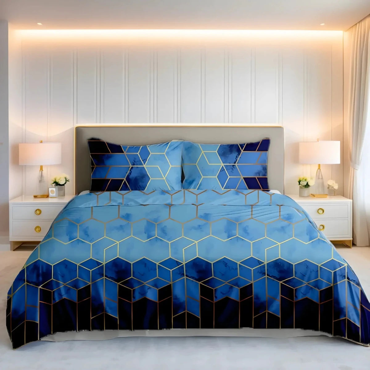 Ultra Soft Bed Sheet Set – Hexa, King Size, 3 Pc - Lotus