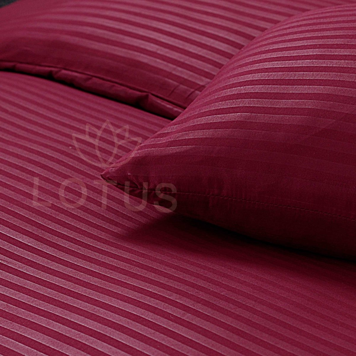 Ultra Soft Bed Sheet Set – Maroon Stripe, King Size, 3 Pc - Lotus