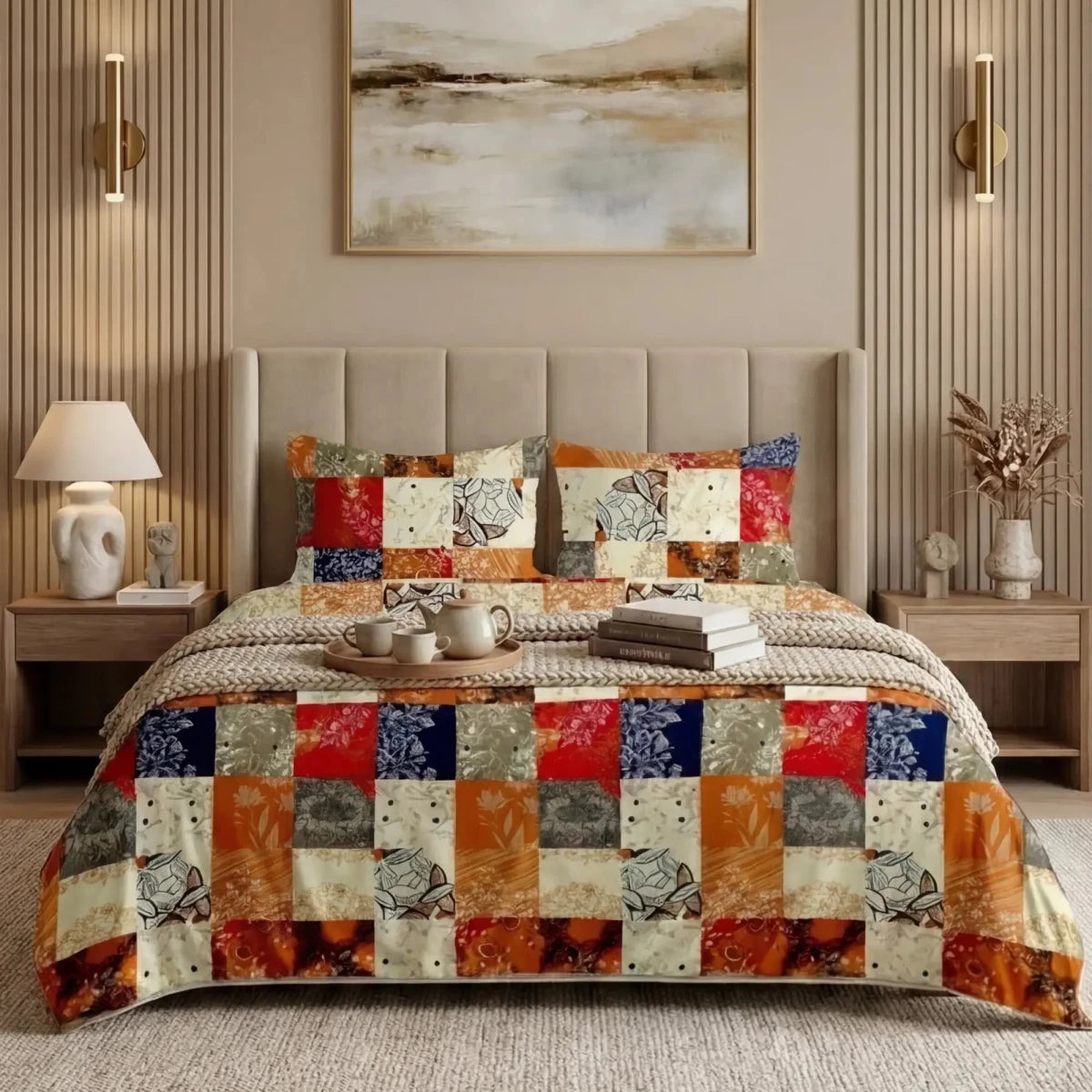 Ultra Soft Bed Sheet Set – Mosaic, King Size, 3 Pc - Lotus