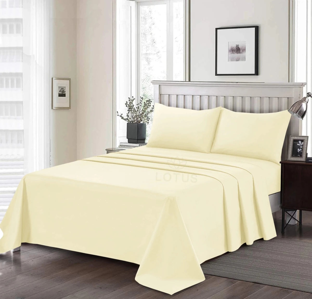Ultra Soft Bed Sheet Set –Off - White, King Size, 3 Pc - Lotus