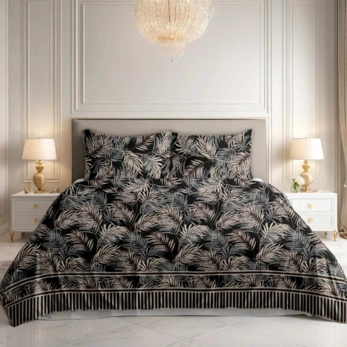 Ultra Soft Bed Sheet Set – Pinnate, King Size, 3 Pc - Lotus