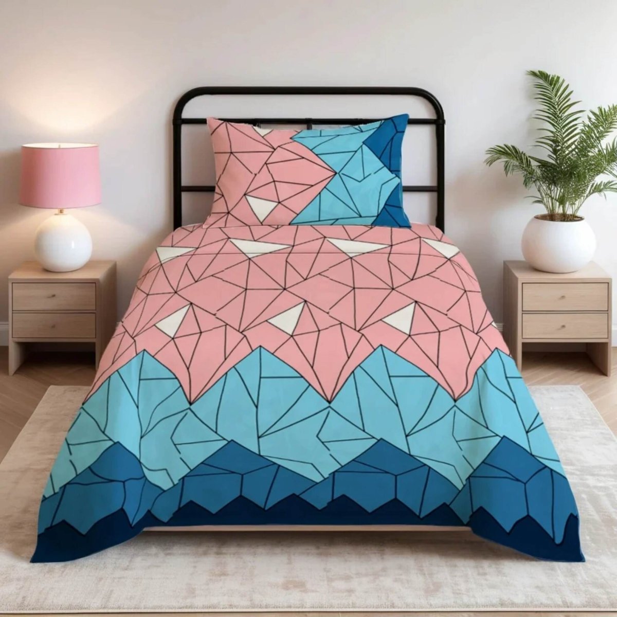 Ultra Soft Bed Sheet Set – Prismatic, Single Size, 2 Pc - Lotus