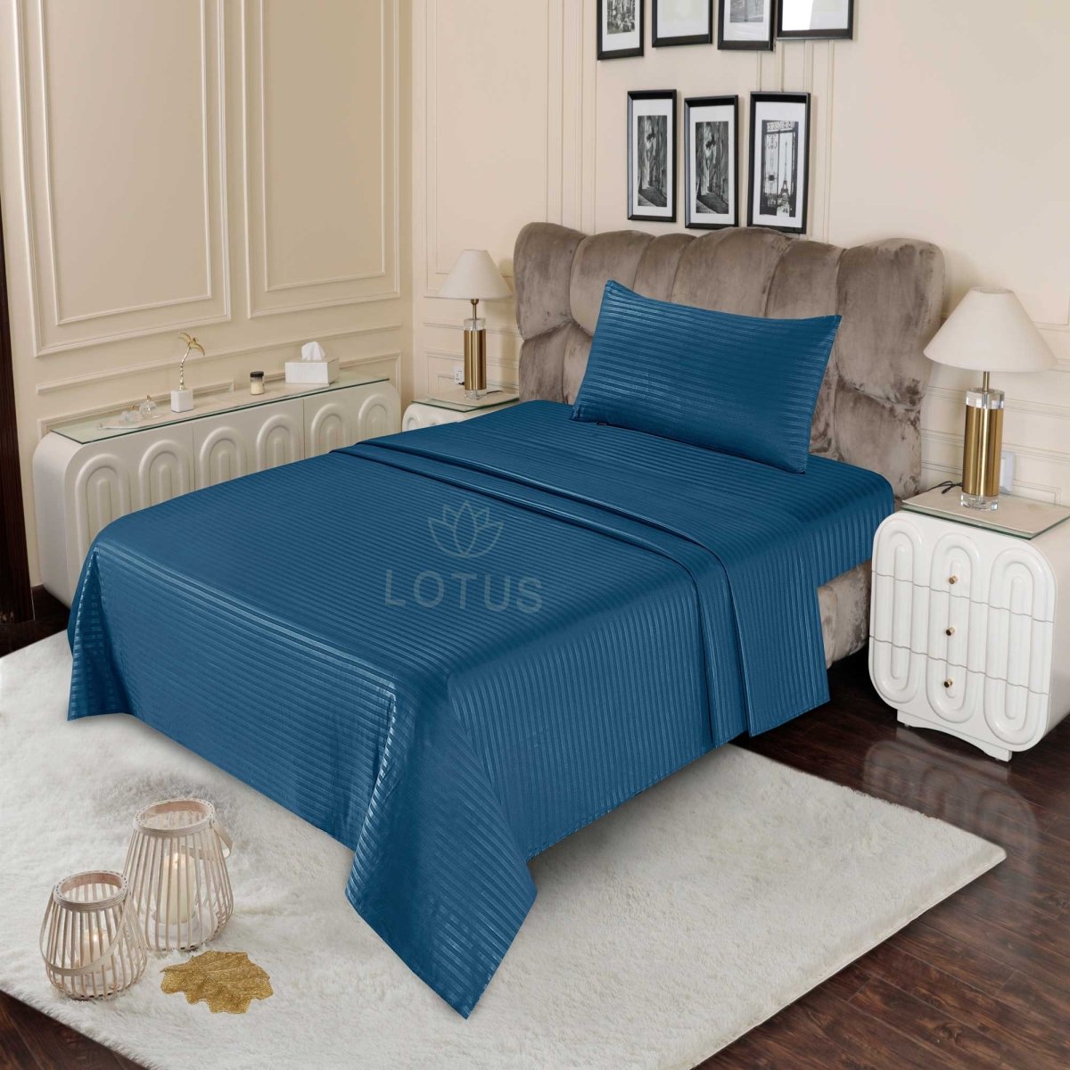 Ultra Soft Bed Sheet Set – Zinc Stripe, Single Size, 2 Pc - Lotus