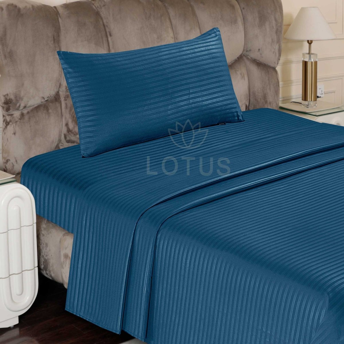 Ultra Soft Bed Sheet Set – Zinc Stripe, Single Size, 2 Pc - Lotus