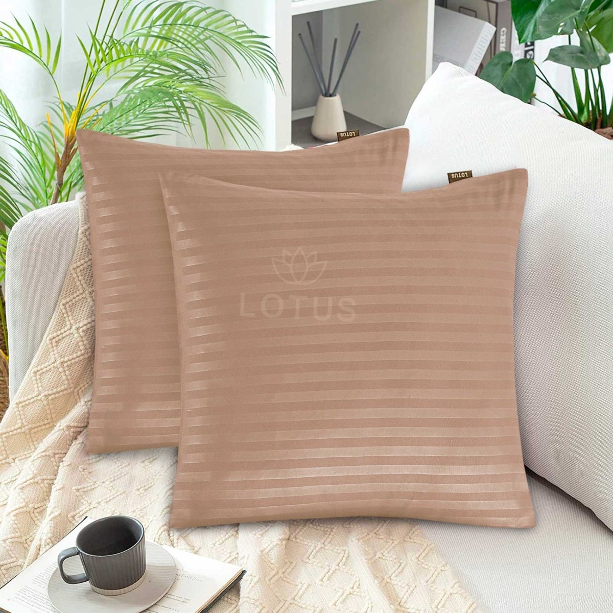 Ultra Soft Cushion Cover – Beige Stripe, 2 Pc - Lotus