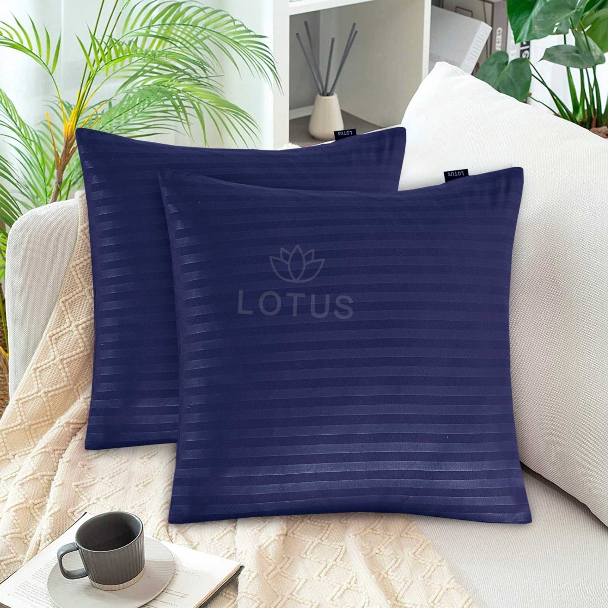 Ultra Soft Cushion Cover – Navy Stripe, 2 Pc - Lotus