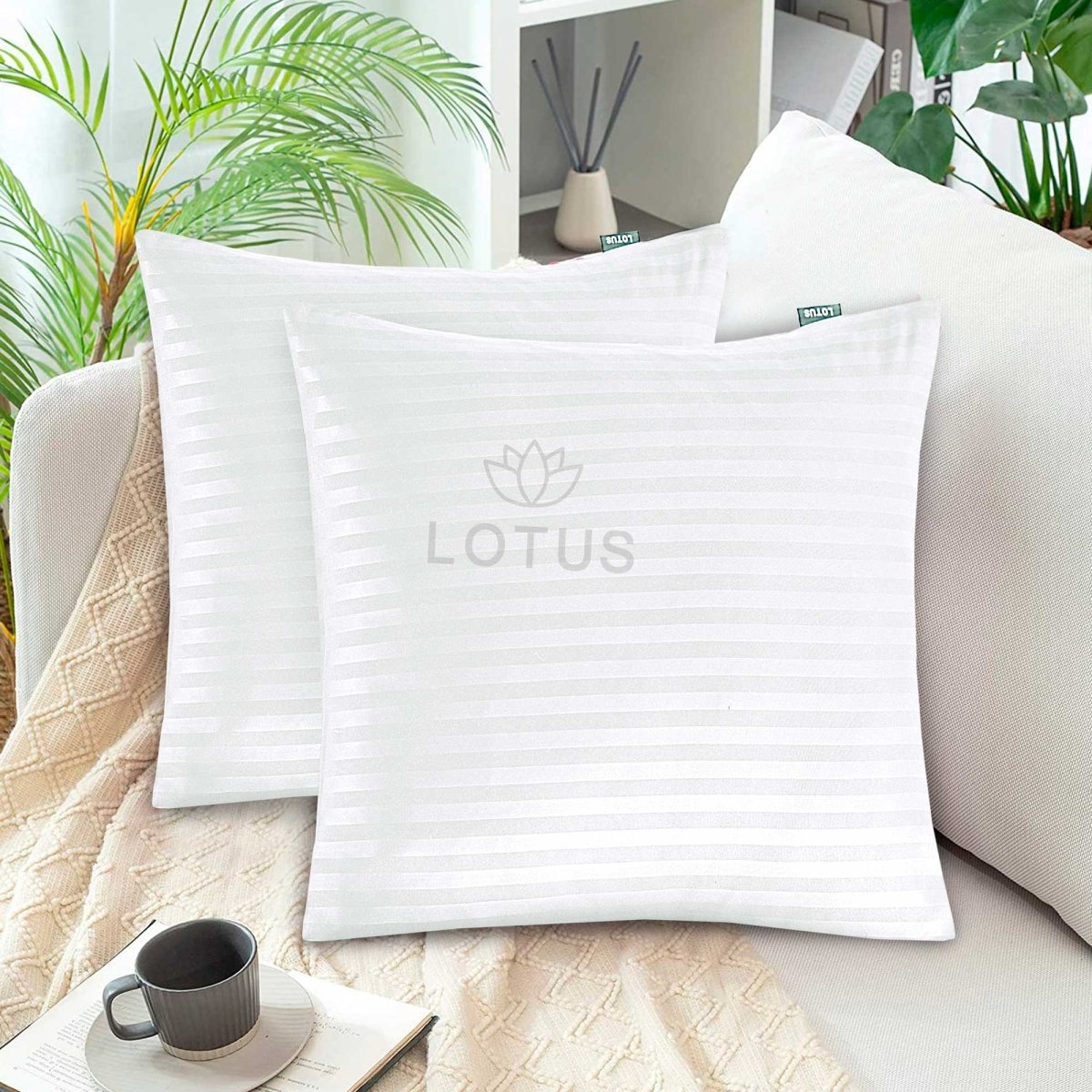 Ultra Soft Cushion Cover – White Stripe, 2 Pc - Lotus