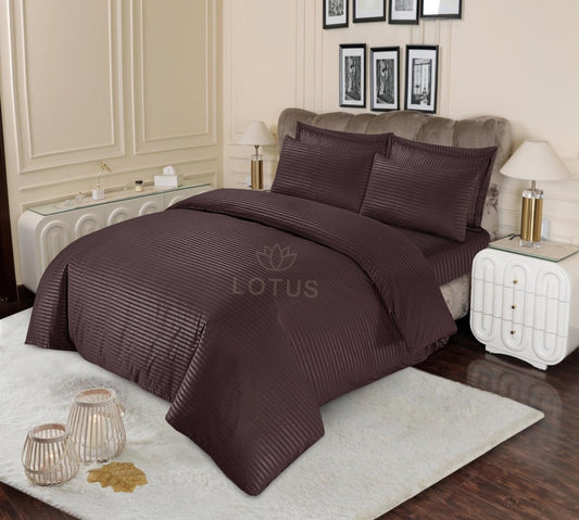 Ultra Soft Duvet Cover Set – Chocolate Stripe, King Size, 6 Pc - Lotus