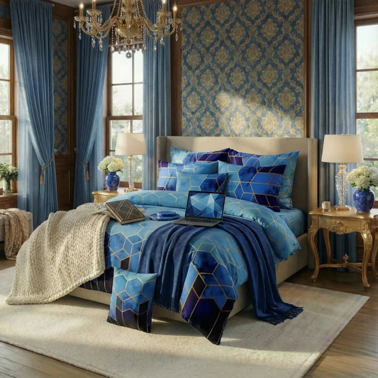 Ultra Soft Duvet Cover Set – Hexa, King Size, 6 Pc - Lotus