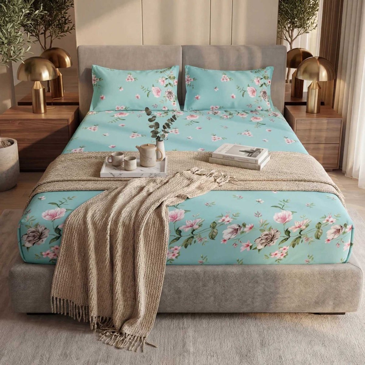 Ultra Soft Fitted Sheet Set – Elorine, King Size, 3 Pc - Lotus