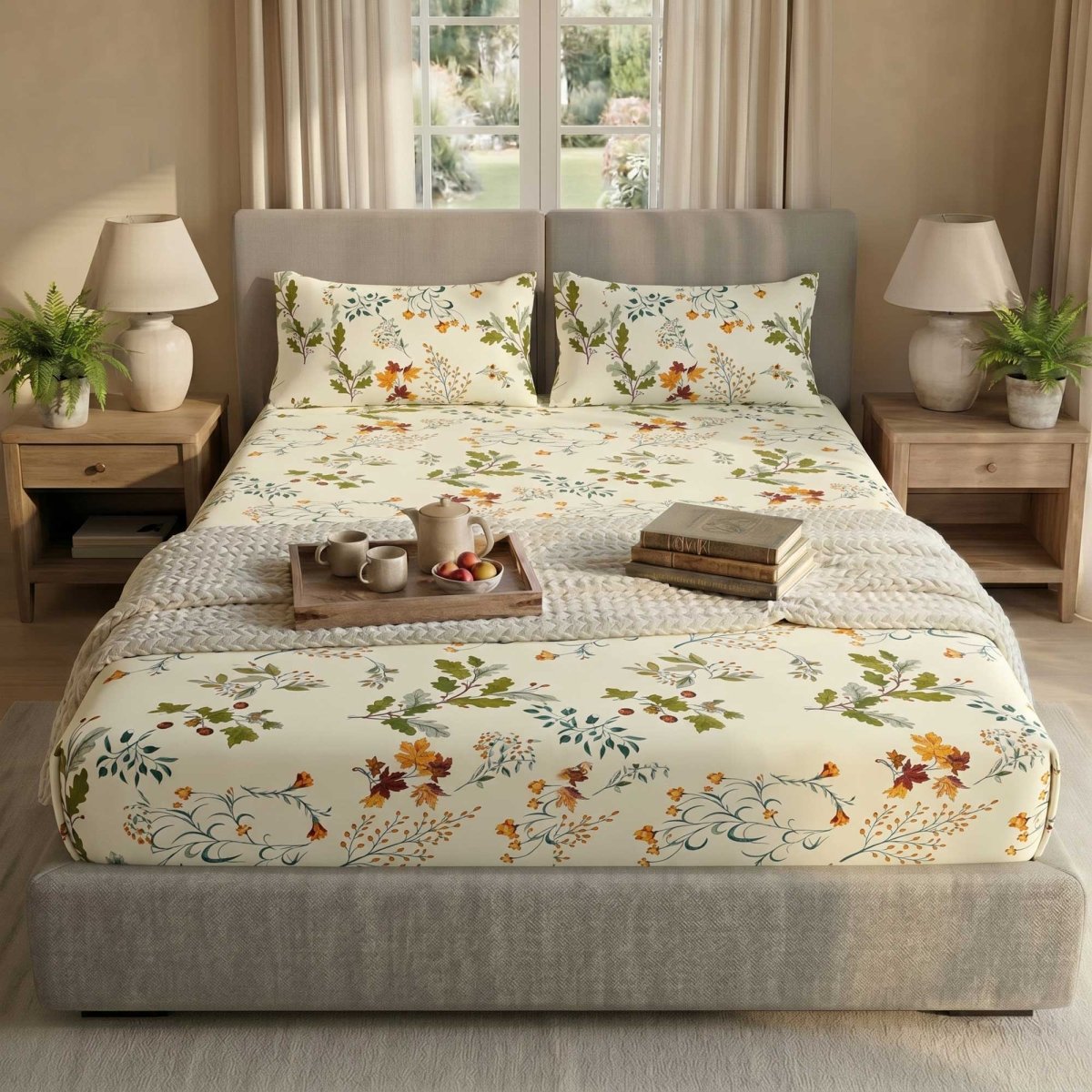 Ultra Soft Fitted Sheet Set – Flowery, King Size, 3 Pc - Lotus