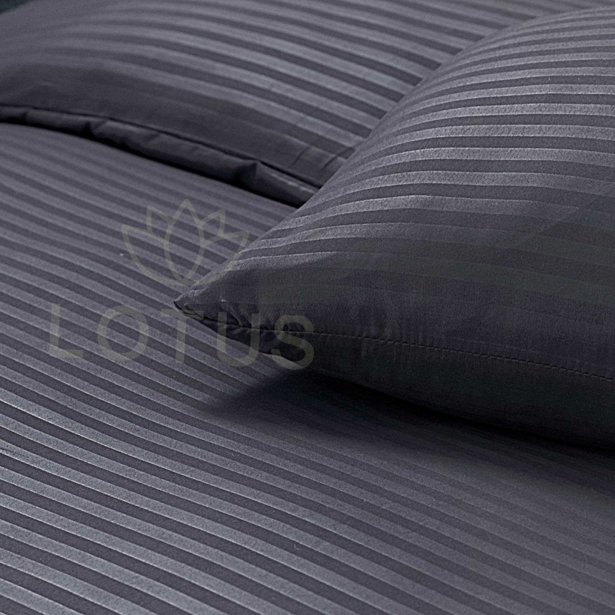 Ultra Soft Fitted Sheet Set – Gray Stripe, Single Size, 2 Pc - Lotus