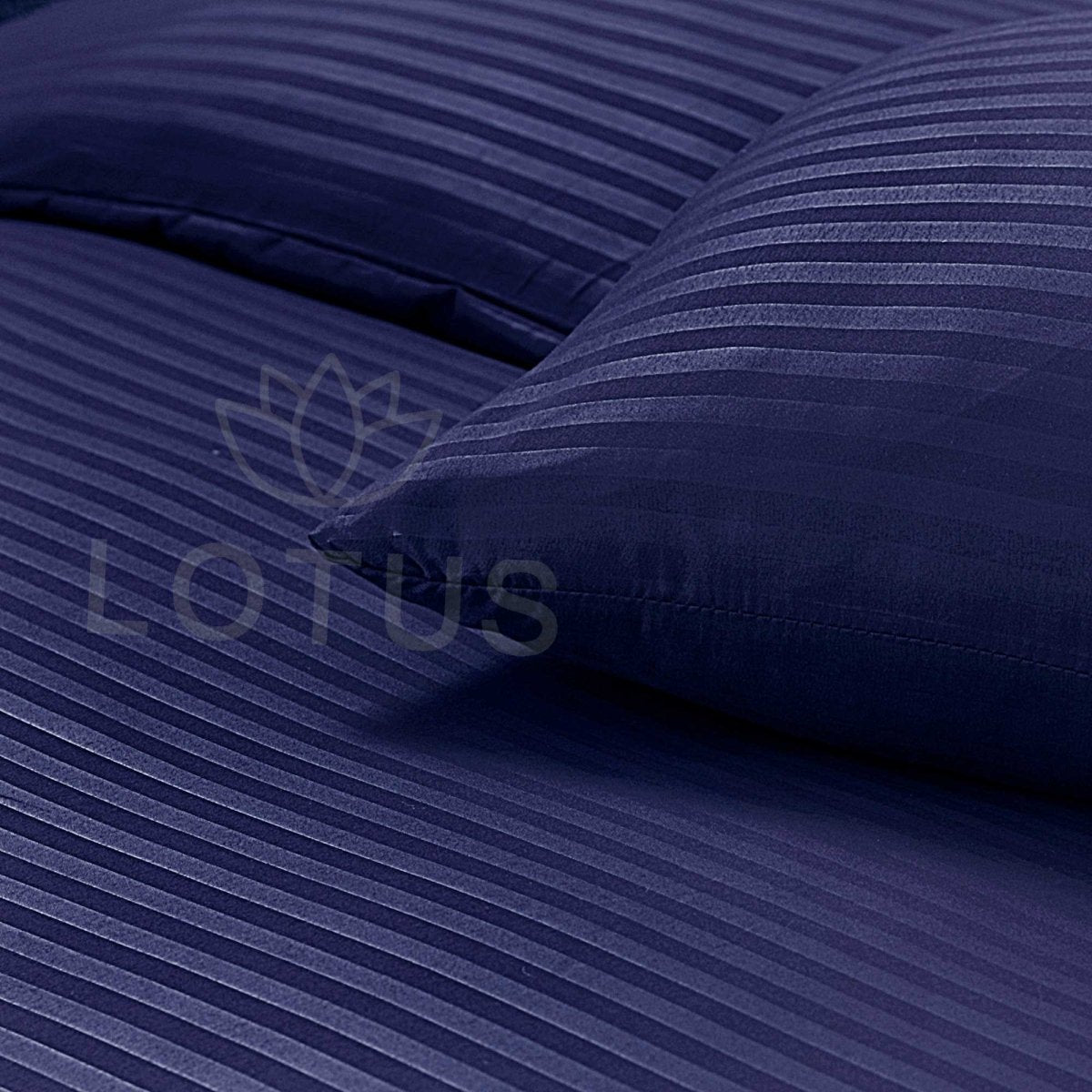 Ultra Soft Fitted Sheet Set – Navy Stripe, Single Size, 2 Pc - Lotus