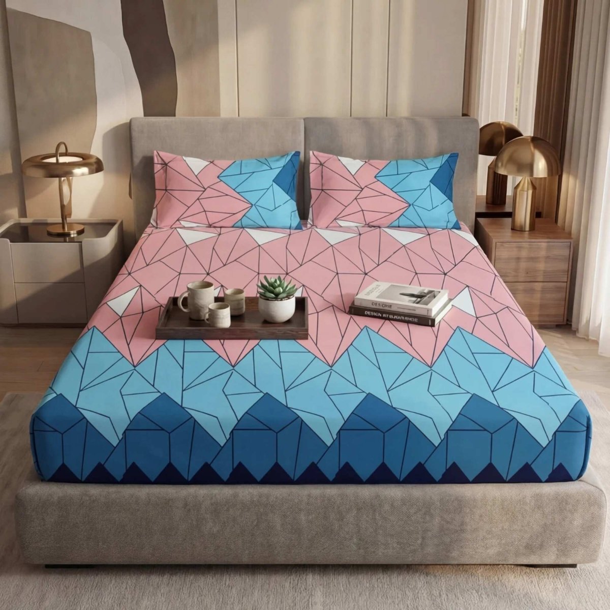 Ultra Soft Fitted Sheet Set – Prismatic, King Size, 3 Pc - Lotus