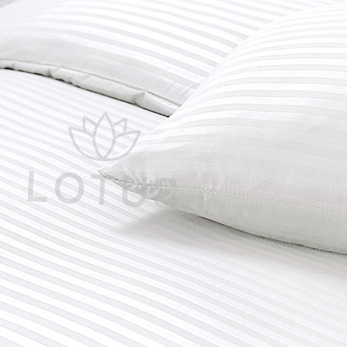 Ultra Soft Fitted Sheet Set – White Stripe, Single Size, 2 Pc - Lotus