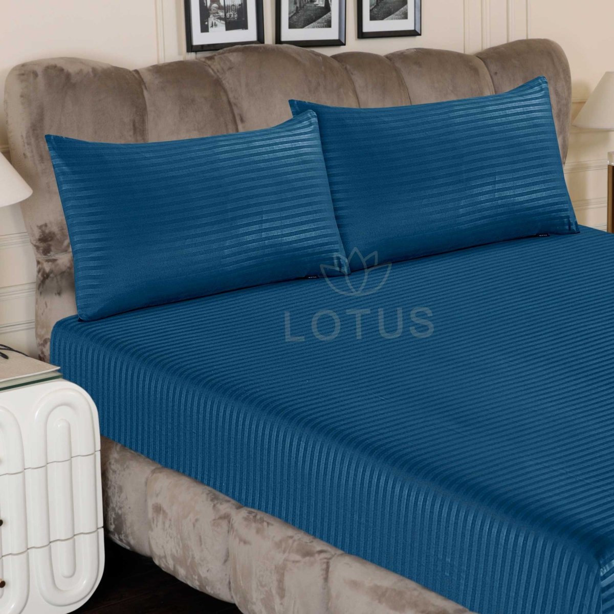 Ultra Soft Fitted Sheet Set – Zinc Stripe, King Size, 3 Pc - Lotus
