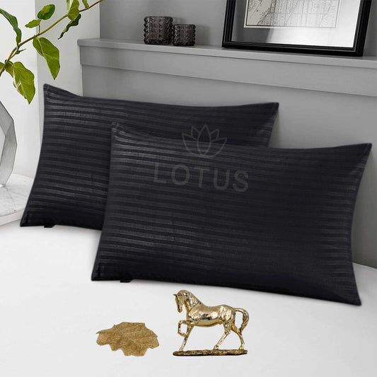Ultra Soft Pillow Cover – Black Stripe, 2 Pc - Lotus