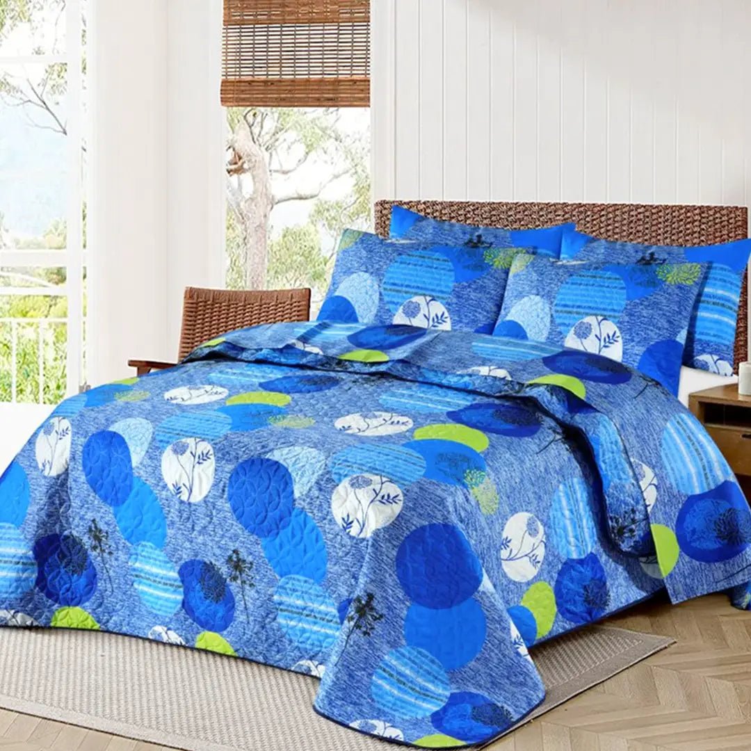 Ultrasonic Micro Fiber Bed Spread Blue Circle - 30309 - Lotus