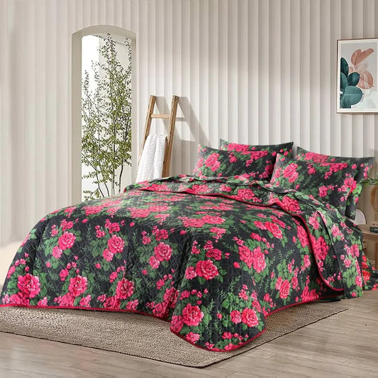 Ultrasonic Micro Fiber Bed Spread Red Rose - 30307 - Lotus
