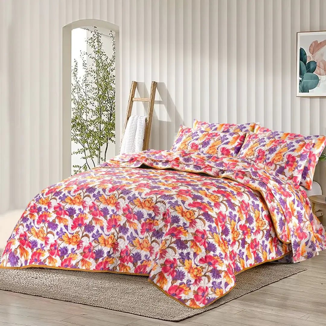 Ultrasonic Micro Fiber Bed Spread Taupe Floral - 30306 - Lotus