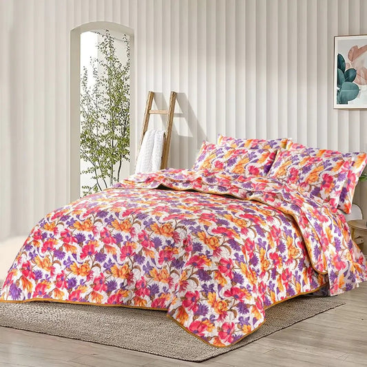 Ultrasonic Micro Fiber Bed Spread Taupe Floral - 30306 - Lotus