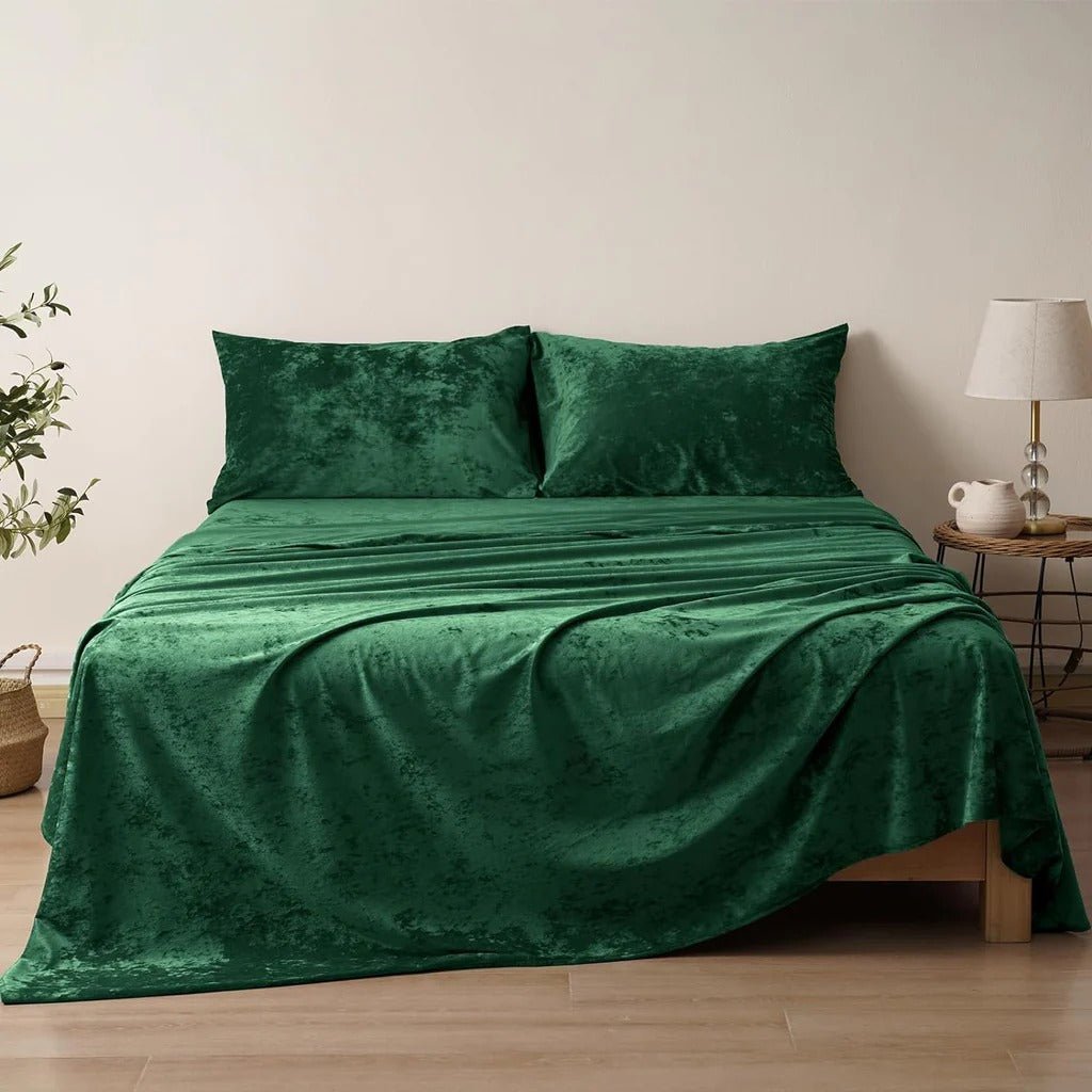 Velvet Bed Sheet Set Green Single RFS - 30320 - Lotus