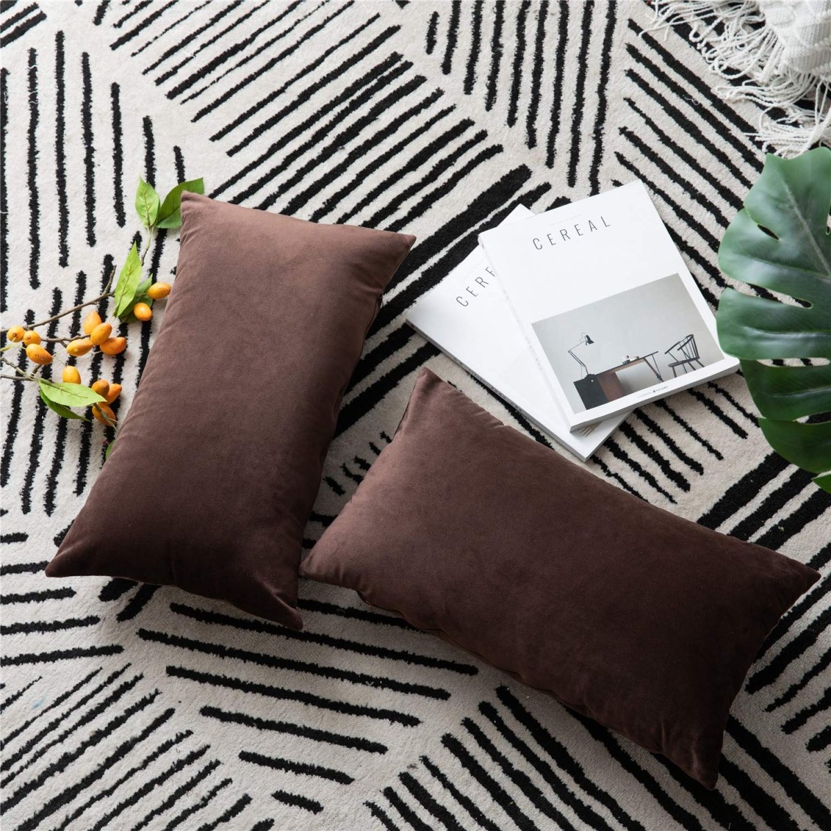 Velvet Pillow Cover Chocolate (Pack of 2) RFS - 30344 - Lotus